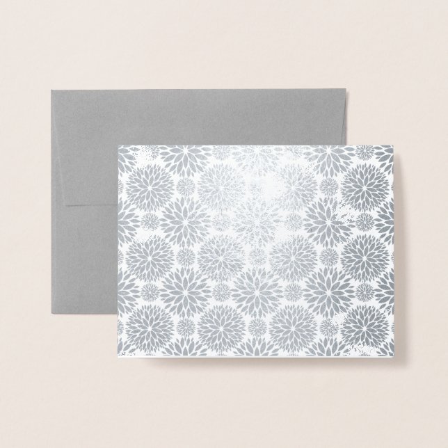 Premium Grey + Silver Foil Flower Pattern Card (Front With Envelope)