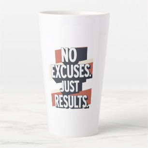 Premium Gym Wall Art – “NO EXCUSES. JUST RESULTS.” Latte Mug