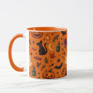 Premium Halloween Mug – Cozy Pumpkins, Ghosts, Bat