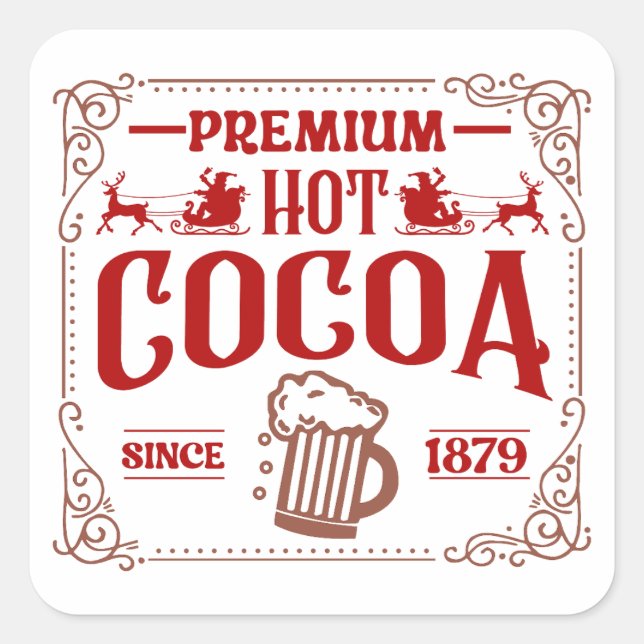 Premium Hot Cocoa Christmas Square Sticker (Front)