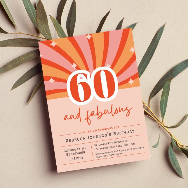 Premium Invitation 60 and fabulous retro (60th birthday party Invitation 60 and fabulous retro fun style for sixty year old)