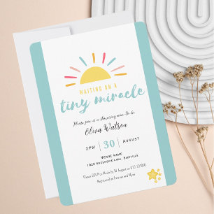 Premium Invitation, Blue Baby Shower Tiny Miracle Invitation