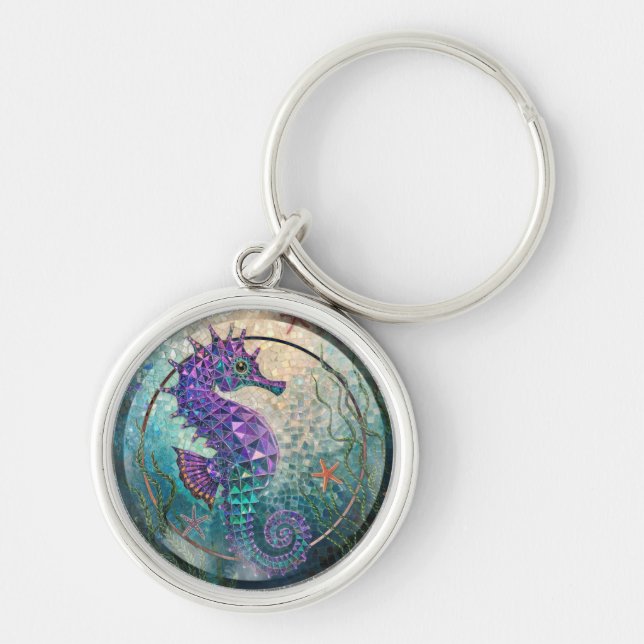 Premium Keyring ‘Mosaic Seahorse Sea Collection’ (Front)