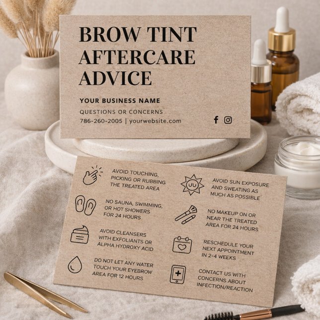 Premium Kraft Brow Tint Aftercare Card (Creator Uploaded)