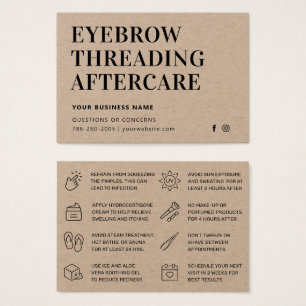 Premium Kraft Eyebrow Threading Aftercare Card