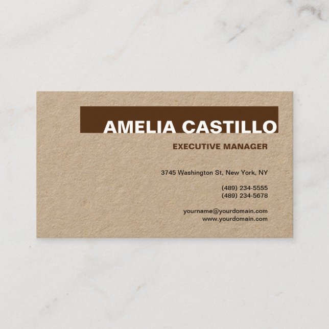 Premium Kraft Modern Elegant Contemporary Plain Business Card (Front)