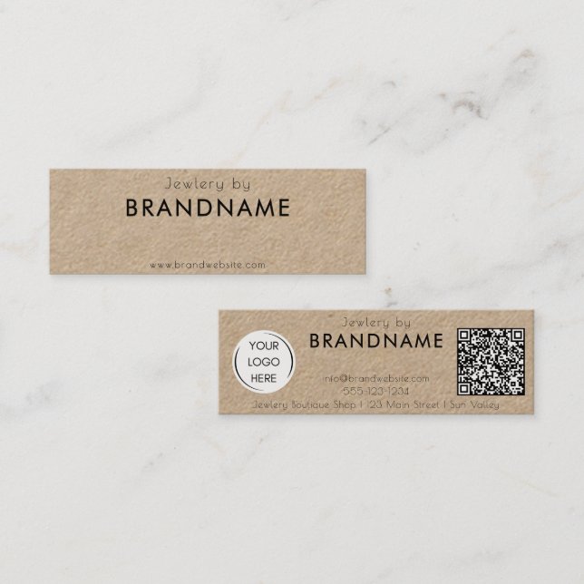 Premium Kraft natural paper, QR-code Business Card (Front/Back)