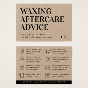 Premium Kraft Waxing Aftercare Card Hair Removal