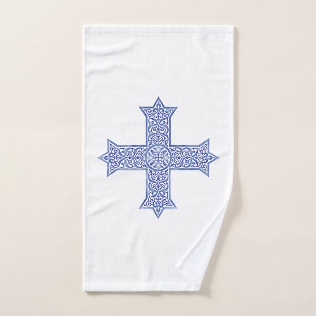 Premium Lapis Blue Coptic Cross Art Hand Towel (Hand Towel)