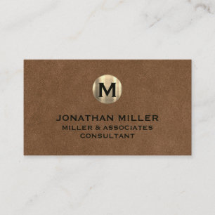 Premium Leather Gold Monogram  Business Card
