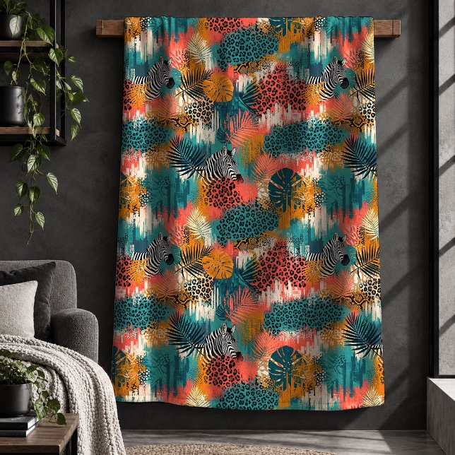 Premium Leopard Print Abstract Statement Blanket A (Premium Leopard Print Abstract Statement Blanket Art)