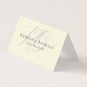 Premium Linen Exclusive Unique Monogram Beige Business Card