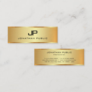 Premium Linen Faux Gold Template Monogram Initial  Mini Business Card