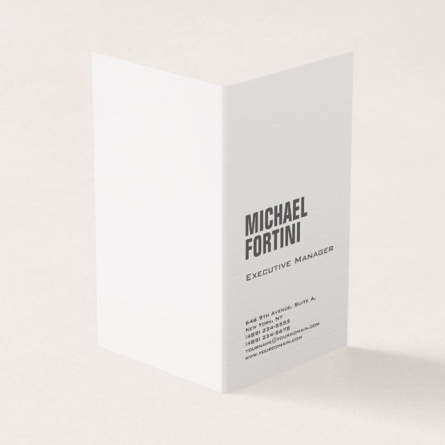 Premium linen minimalist modern bold plain business card (Outside)