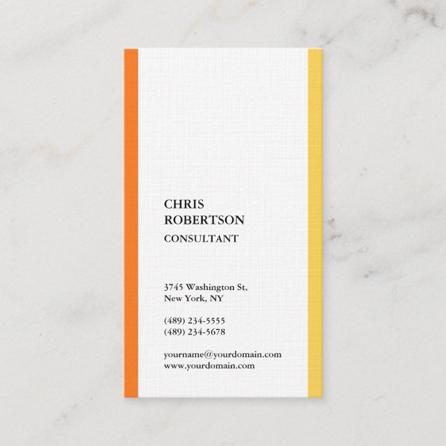 Premium Linen Minimalist Modern Business Card (Front)