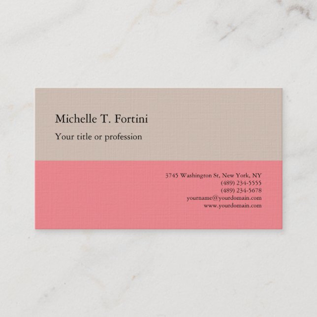Premium Linen Plain Minimalist Simple Pastel Colou Business Card (Front)
