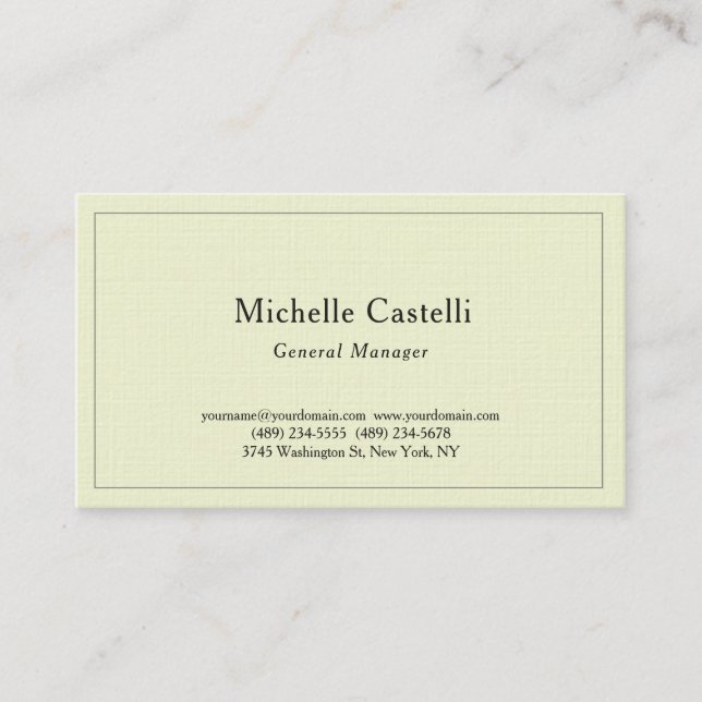 Premium Linen Professional Unique Classical Plain Business Card (Front)