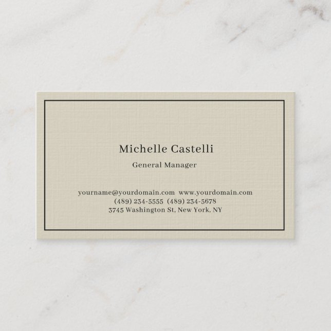Premium Linen Professional Unique Classical Simple Business Card (Front)