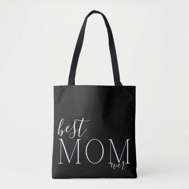 Premium Onyx Best MOM ever Elegant Mothers Day Tote Bag (Front)