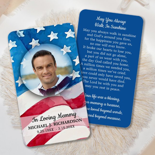 Premium Patriotic Veteran Memorial Prayer Card (Creator Uploaded)