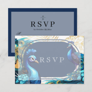 Premium Peacocks Feathers Wedding  RSVP Card