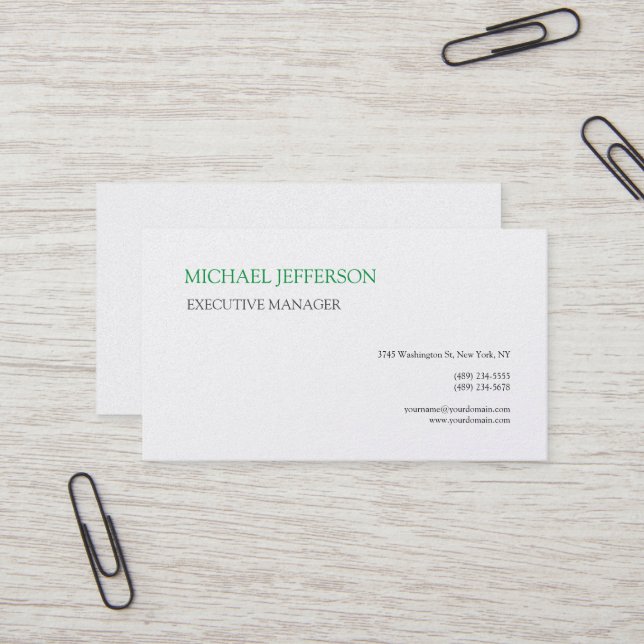 Premium Pearl Modern Elegant Simple Business Card (Front/Back In Situ)