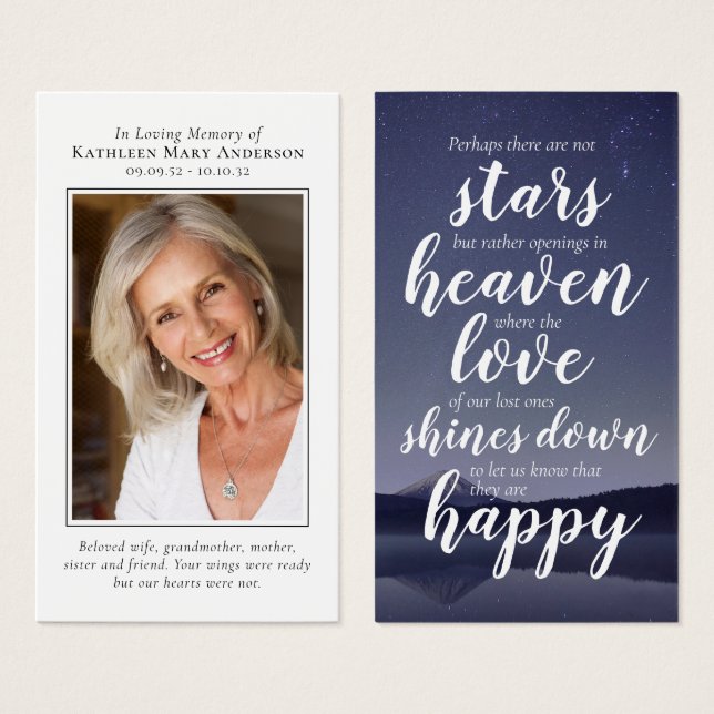 Premium Photo Inspirational Memorial Card (Front & Back)