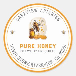 Premium Pure Honey Jar Labels Tailored Custom