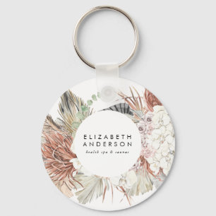Premium Pure White Pampas Grass Floral Ultra Keychain