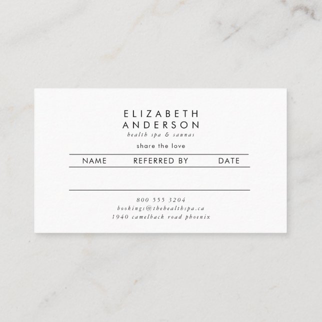 Premium Pure White Pampas Grass Floral Ultra Referral Card (Back)