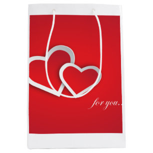 Premium Quality Matte finish Red color Heart  Medium Gift Bag