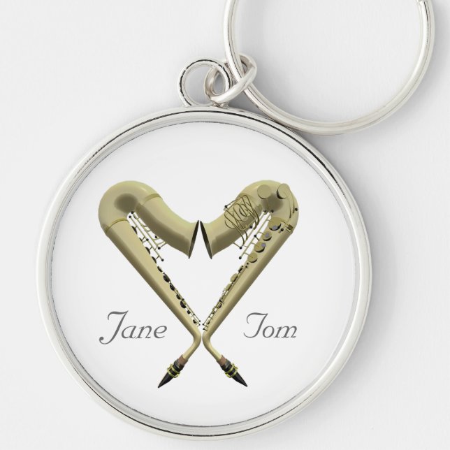 Premium Quality Romantic Heart Saxophone Keychain (Front)