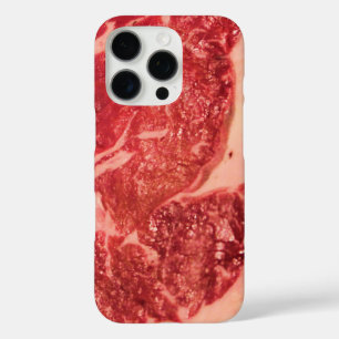 Premium Raw Red Meat Marbled Steak Macro Photo iPhone 16 Pro Case