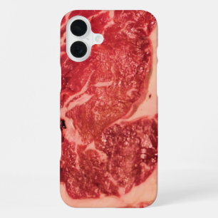 Premium Raw Red Meat   Marbled Steak Macro Photo iPhone 16 Plus Case