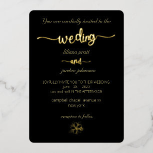Premium Real Gold Elegant Monogram Black Foil Inv