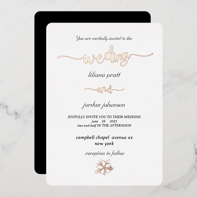 Premium Real Gold Elegant Monogram white Foil Inv (Front/Back)