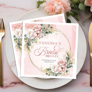 Premium rose gold blush floral bridal shower napki napkin