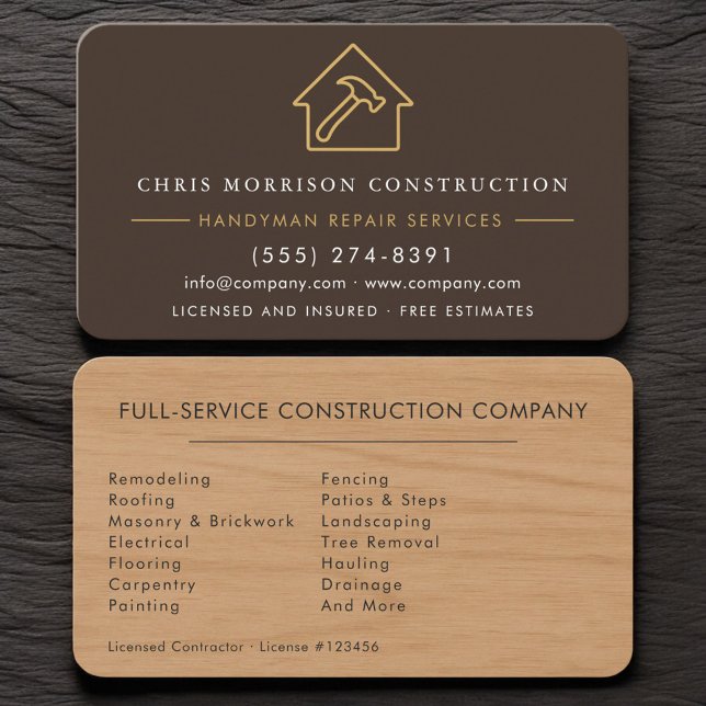 Premium Rustic Wood Remodeling Handyman Business Card (Creator Uploaded)