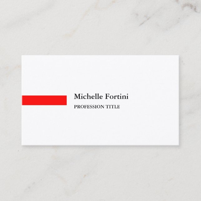 Premium Silk Elegant Plain Minimalist Red White Business Card (Front)