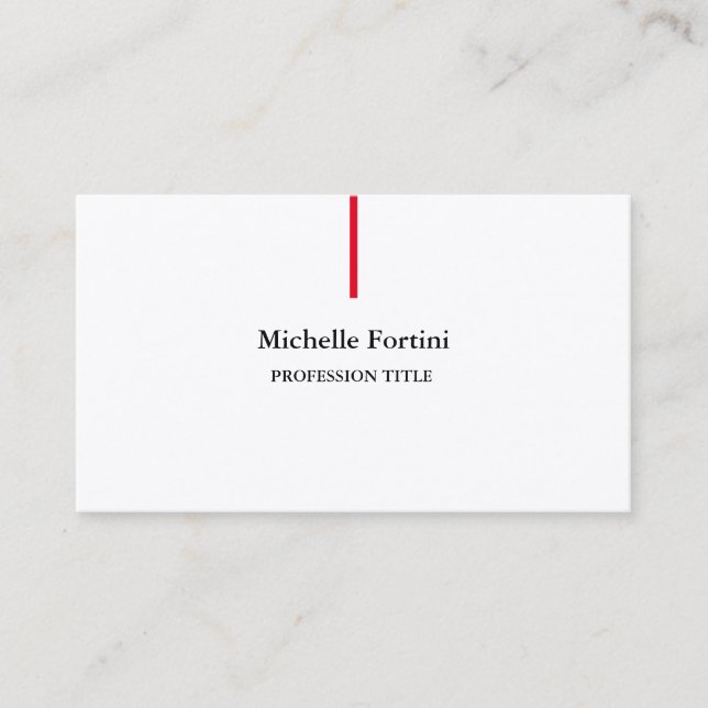 Premium Silk Elegant Plain Minimalist Red White Business Card (Front)