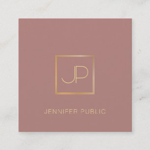 Premium Silk Finish Gold Monogram Template Luxury Square Business Card