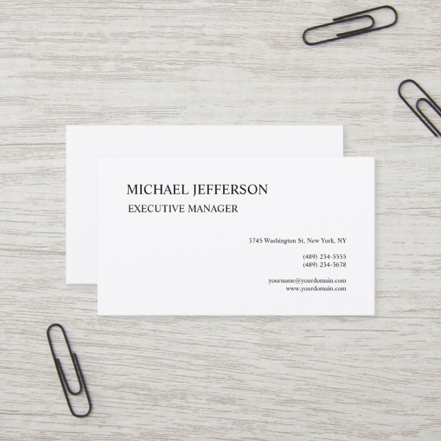 Premium Silk Modern Elegant Simple Black White Business Card (Front/Back In Situ)