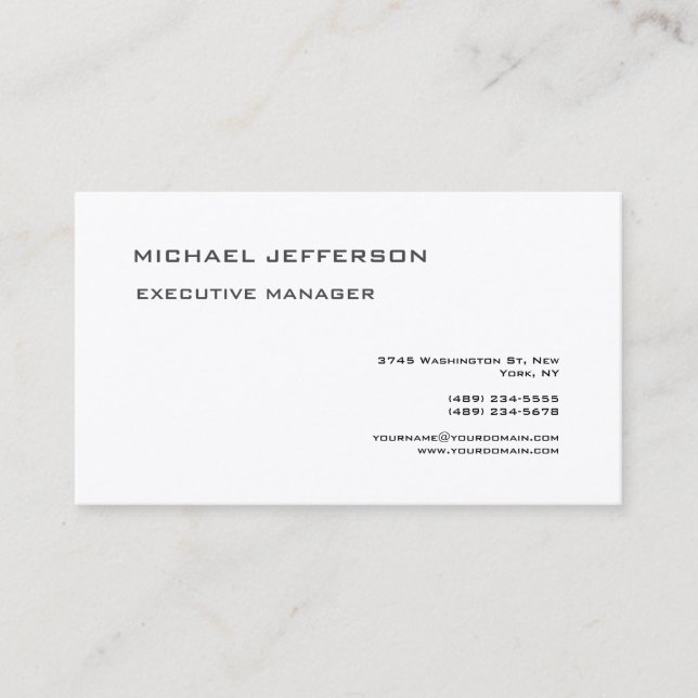 Premium Silk Modern Elegant Simple Black White Business Card (Front)