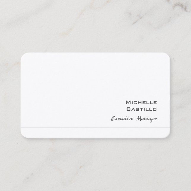 Premium Silk Plain Feminine Minimalist White Business Card (Front)