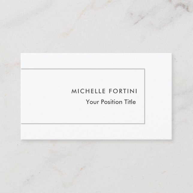 Premium Silk Trendy Minimalist Professional White Business Card (Front)