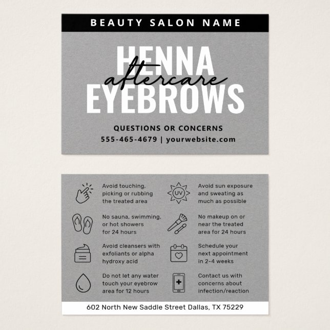 Premium Silver Eyebrow Tint Henna Brows Aftercare (Devant & derrière)
