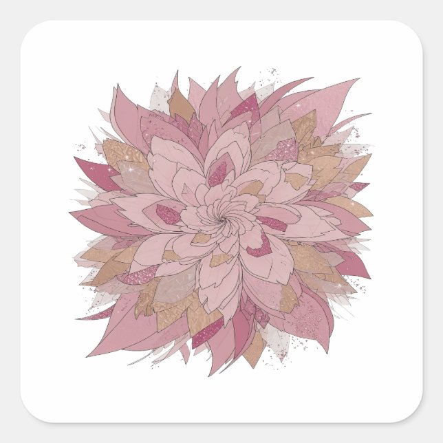 Premium Silver FLORAL Decal Design Square Sticker (Front)