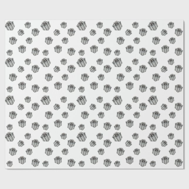 Premium Silver Gift Boxes Elegant Holiday Party Wrapping Paper (Flat)