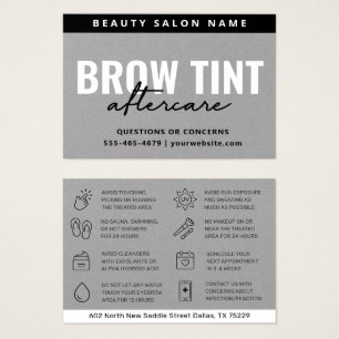 Premium Silver Grey Eyebrow Tint Aftercare Card