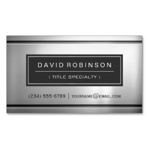 Premium Silver Metallic Stainless Steel Look Magnetic Business Card